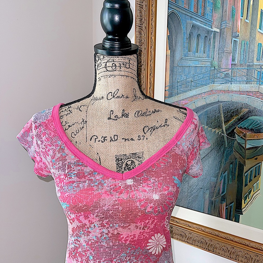 Free People Floral Short Sleeved Top